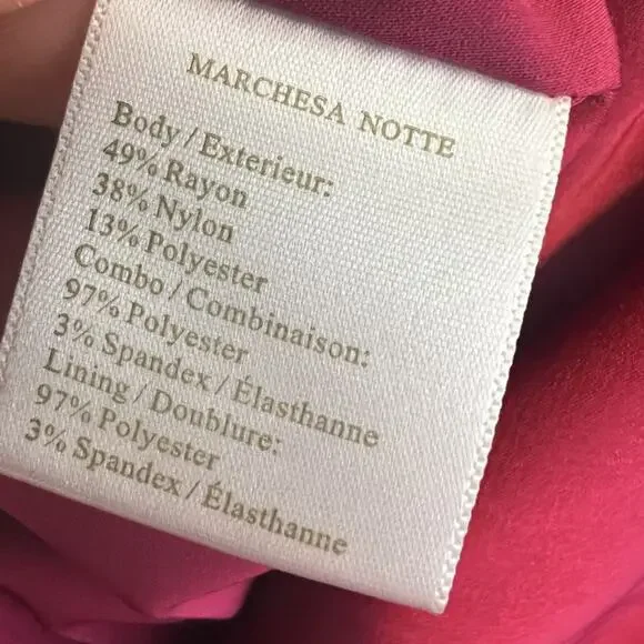 Marchesa Notte Dress Womens 6 Magenta Lace Midriff Cocktail Wedding Guest Glam